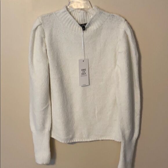 NWT Love Tree Fuzzy Off White Sweater - Picture 2 of 6